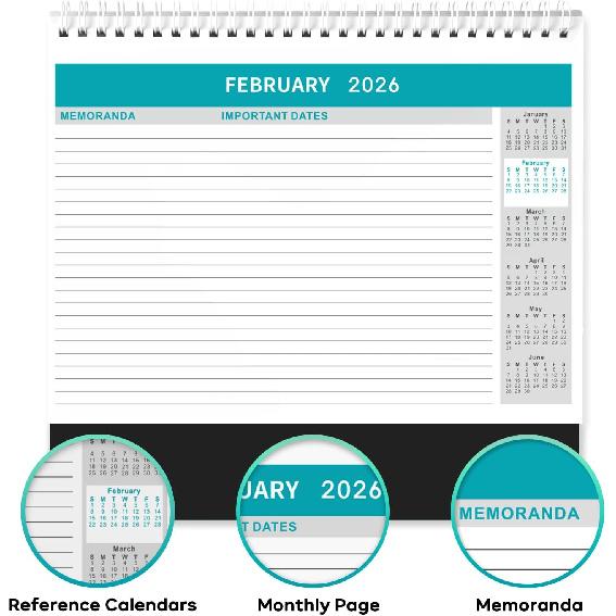 2026 Desk Calendar - Desk Calendar from January 2026 - December 2026, 10" x 8.3" Calendar Desk, 12 Months Standing Flip 2026 Desktop Calendars