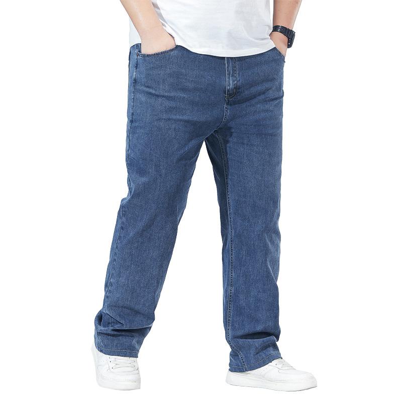 Pánské volné kalhoty s rovnými nohavicemi ve velkých velikostech, jarní, lehké, s vysokým pasem, strečové, tatínkovské