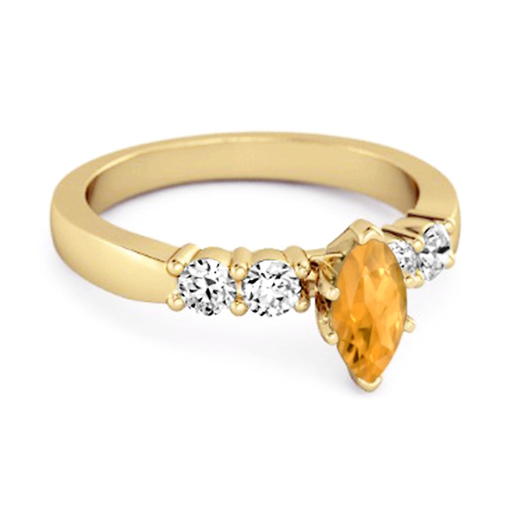 Citrine Tapered Five Stone Ring - 925 Sterling Silver Gold Vermeil
