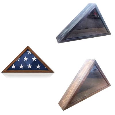 Holz Flaggenvitrine mit Glasfront zur Aufbewahrung von Nationalflaggen Aufbewahrung Dreieckskasten Wohnzimmer- oder Bürodekorationen