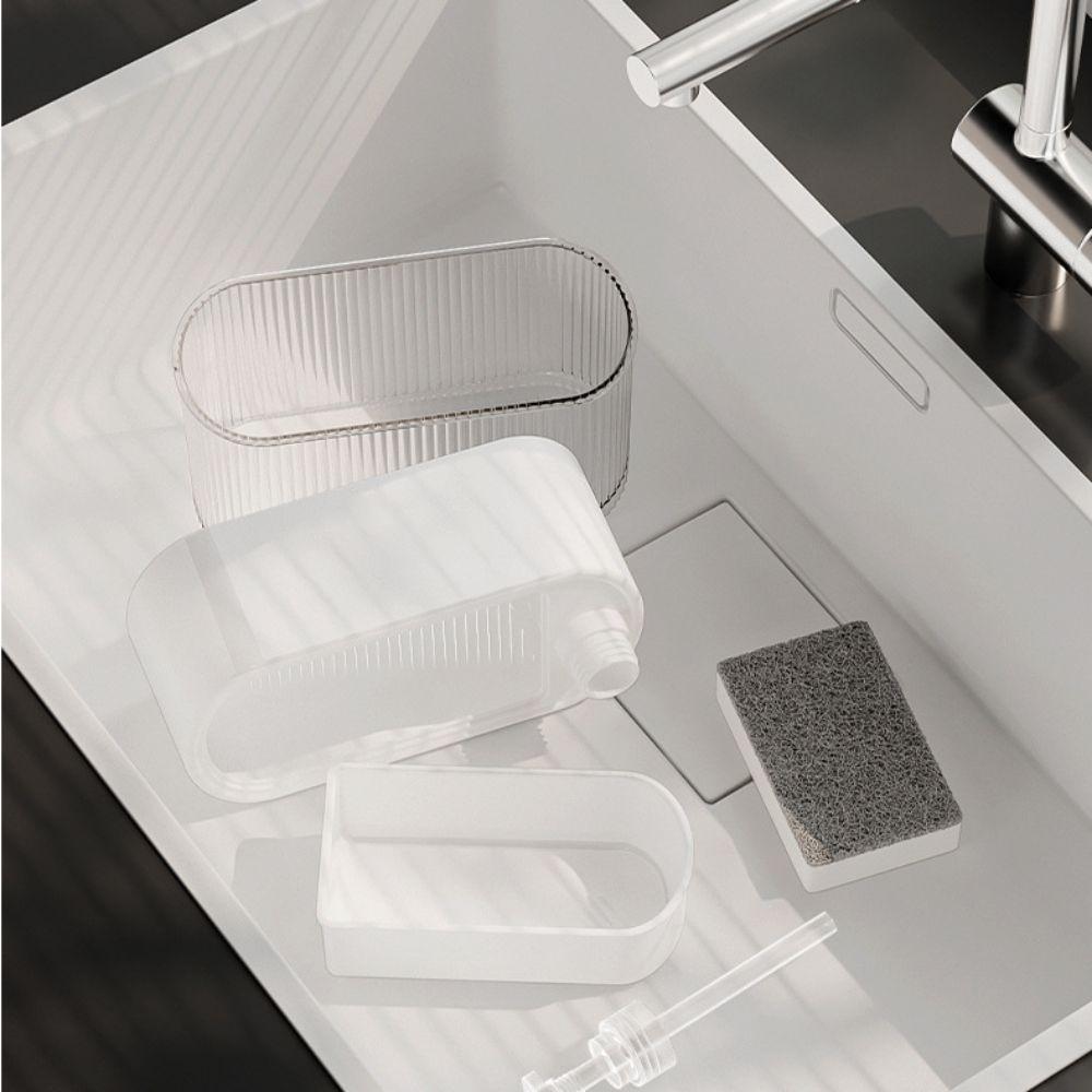 Plastic Kitchen Soap Dispenser with Sponge Holder Manual Press Soap Box  Countertop