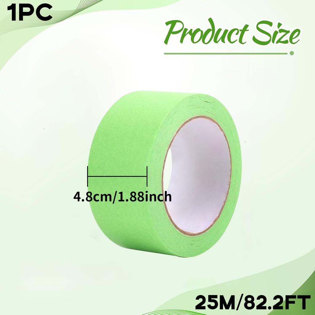 Green Painter's Masking Tape, 25m Roll, Easy Tear, Single Side Adhesive for Oil Painting and DIY