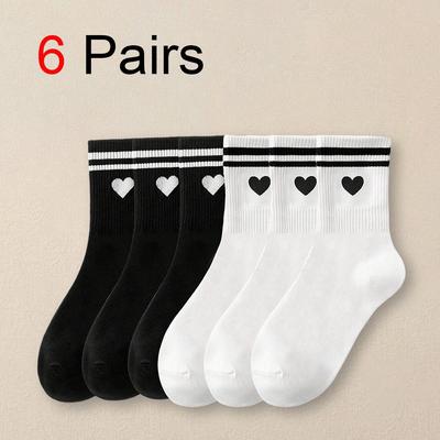 6 Paia Calzini da Donna per Sbarra Parallela alla Moda Versatili Calzini Cartoon Love Morbidi e Confortevoli Calzini Casual e Traspiranti