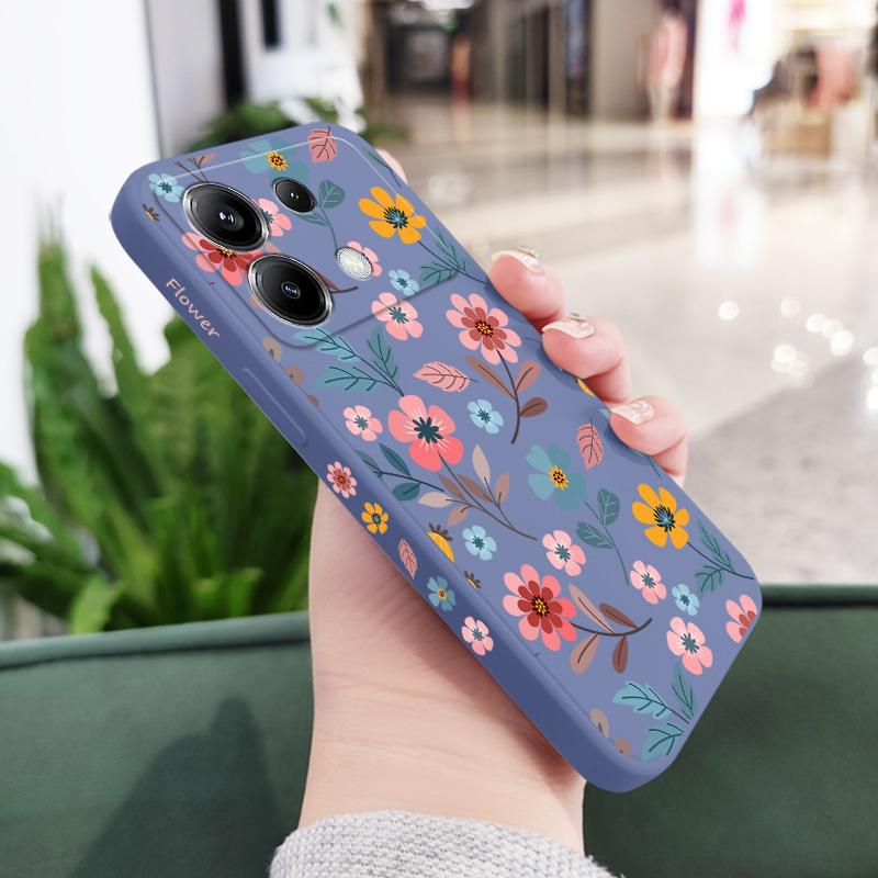 

Flowerstalk Flower Phone Case For Xiaomi Poco F8 F7 X7 X6 F6 M6 M5 M5S F5 X5 F4 X4 M4 F3 X3 Ultra Pro GT Silicone Cover Poco X5 Pro светло-синий