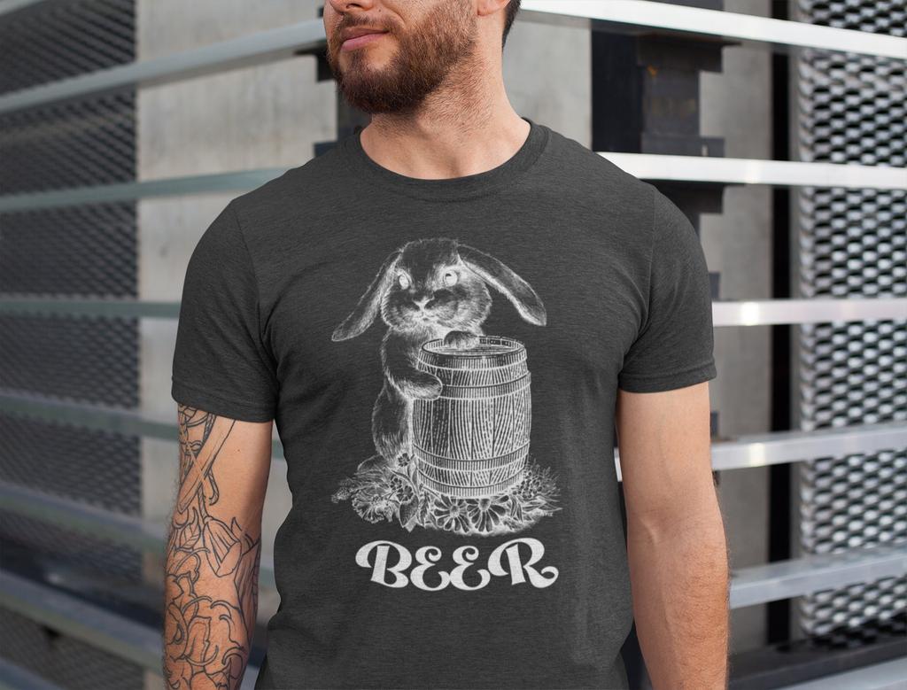 Bierhase T-Shirt, Geschenk für Bierliebhaber, Craft Beer Shirt, Süßes Hasen Grafik-T-Shirt