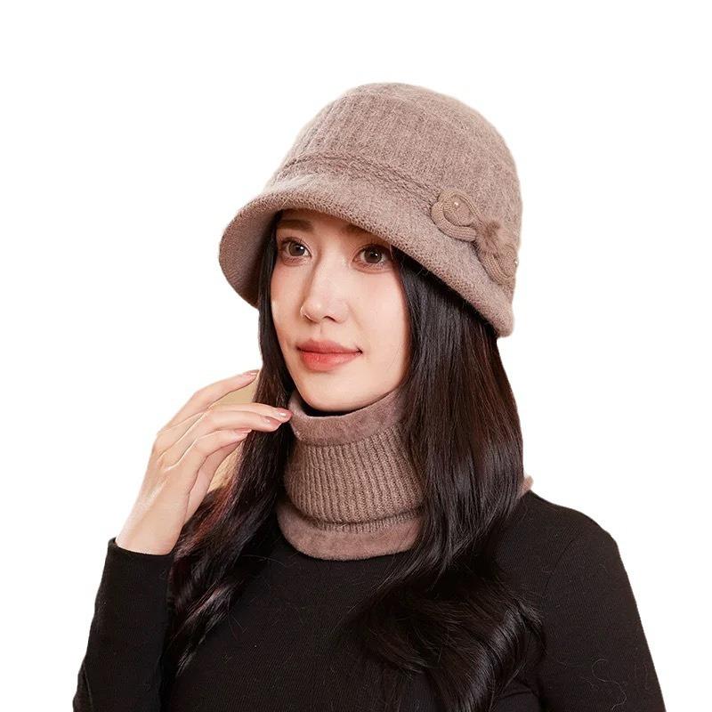 Bucket Hat Autumn Hat Ladies Winter Warm Wool Hat Basin Hat