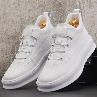 Męskie Casualowe Skórzane Botki Trend Zielony Biały Męskie Buty Z Wewnętrznym Zwiększeniem Wysokości Młodzieżowy Street Style Buty na Platformie Krótkie Buty do Kostki