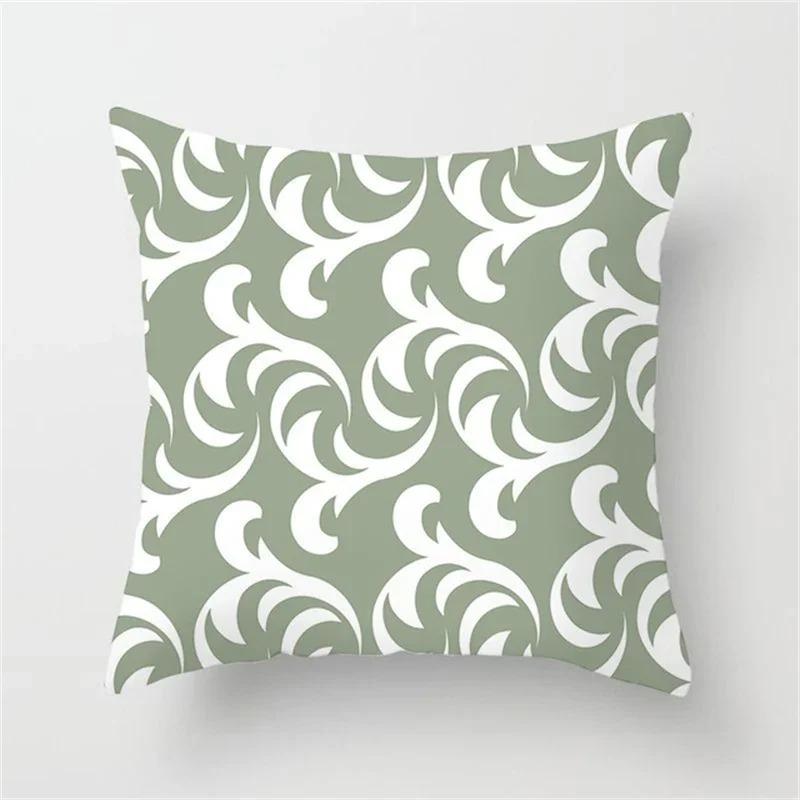 Green Pillowcase Printed Cushion Cover Abstract Geometric Sofa Decoration