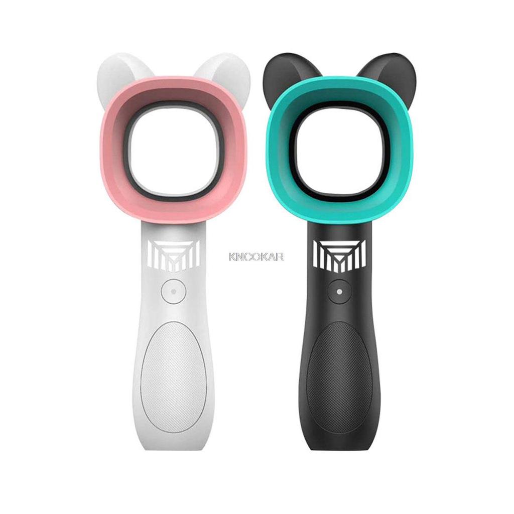 2025Mini Portable USB Wireless Leafless Fan Cartoon Small Fan Cute Cat Rechargeable 3-speed Horizontal Fan Handheld Mini Cooler