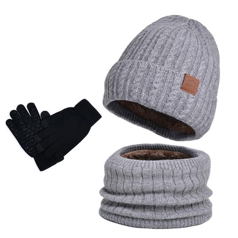 Winter Knit Hat Scarf Gloves Bundle With Lining Breathable Windproof For Casual Outdoor Use