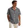 Men Short Sleeve Striped Button Down Shirt Casual Loose Fit Lightweight Breathable Collared Summer Top for Daily Wear