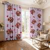 2pcs Valentine's Day Pink Romantic Highland Cow Print Punched Shade Curtain Multi Size Living Room Bedroom Insulation Decoration