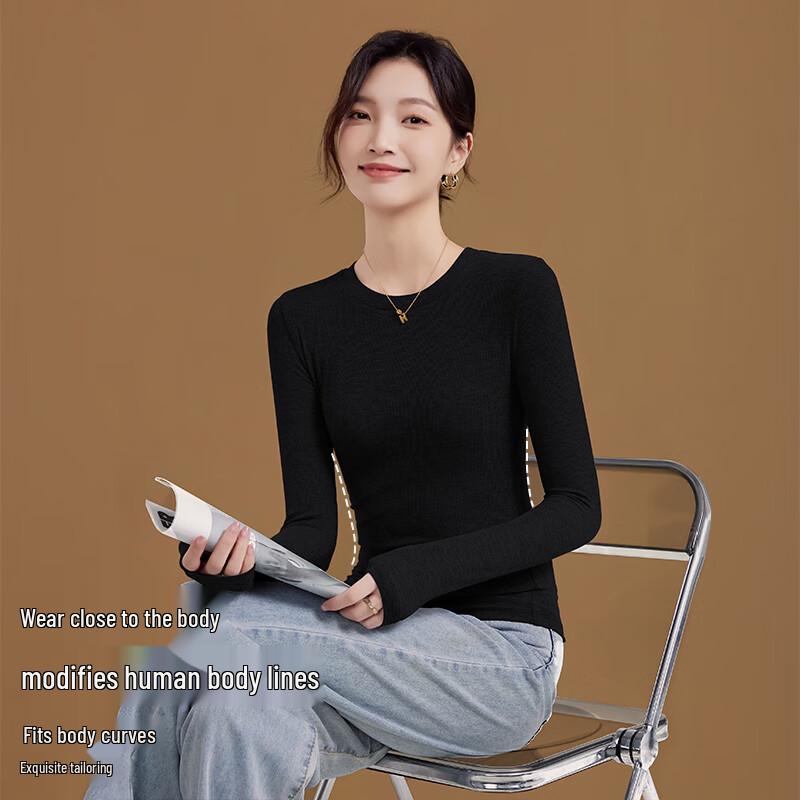 Women's Slim Fit Round Neck Long-Sleeve T-Shirt