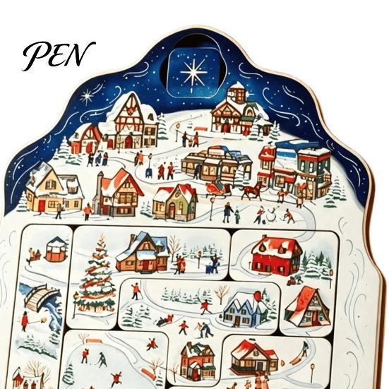 Holiday Desktop Decorations Christmas Puzzle Advent Calendar, Wooden Countdown Commemorative Gifts Xmas Ornament for Home Table Mantel Decor Calendar