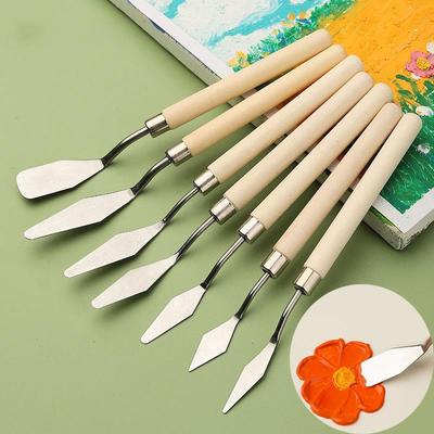 7Pcs Stainless Steel Ceramics Spatula Polymer Clay Scraper Pottery Modeling Tools Art Oil Painting Knives Cake Spatula Kit