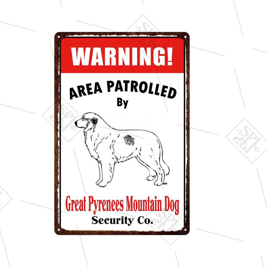 Akita Corgi Dog Breed Metal Sign Beware Of The Dog Warning Sign Pet Shop Wall Decoration Family Doorplate Vintage Tin Plaque