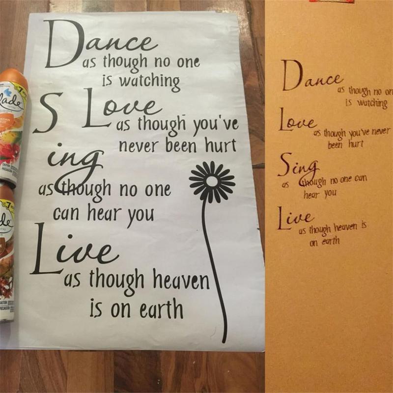 Dance As Though No One Is Watching Love Quote Wall Decals Removable Pvc Wall Stickers Home Decor Bed