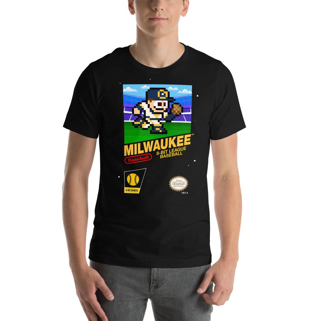 Milwaukee Brewers Baseball Team Jersey 8-bit Nintendo NES Retro Vintage T-Shirt