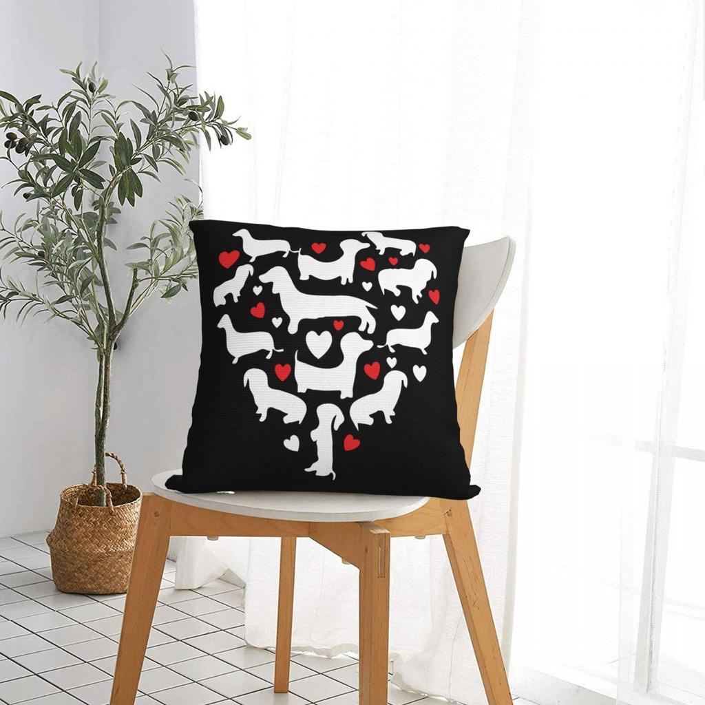 Dachshund Dog Love Square Pillow Covers Home Wiener Sausage Doxie Cushion Cover Cute Home Decoration Pillowcase 4545
