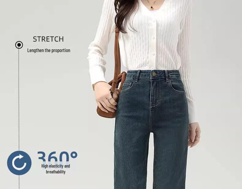 2025 Women's High-Waisted Vintage Straight-Leg Jeans for Spring and Autumn
