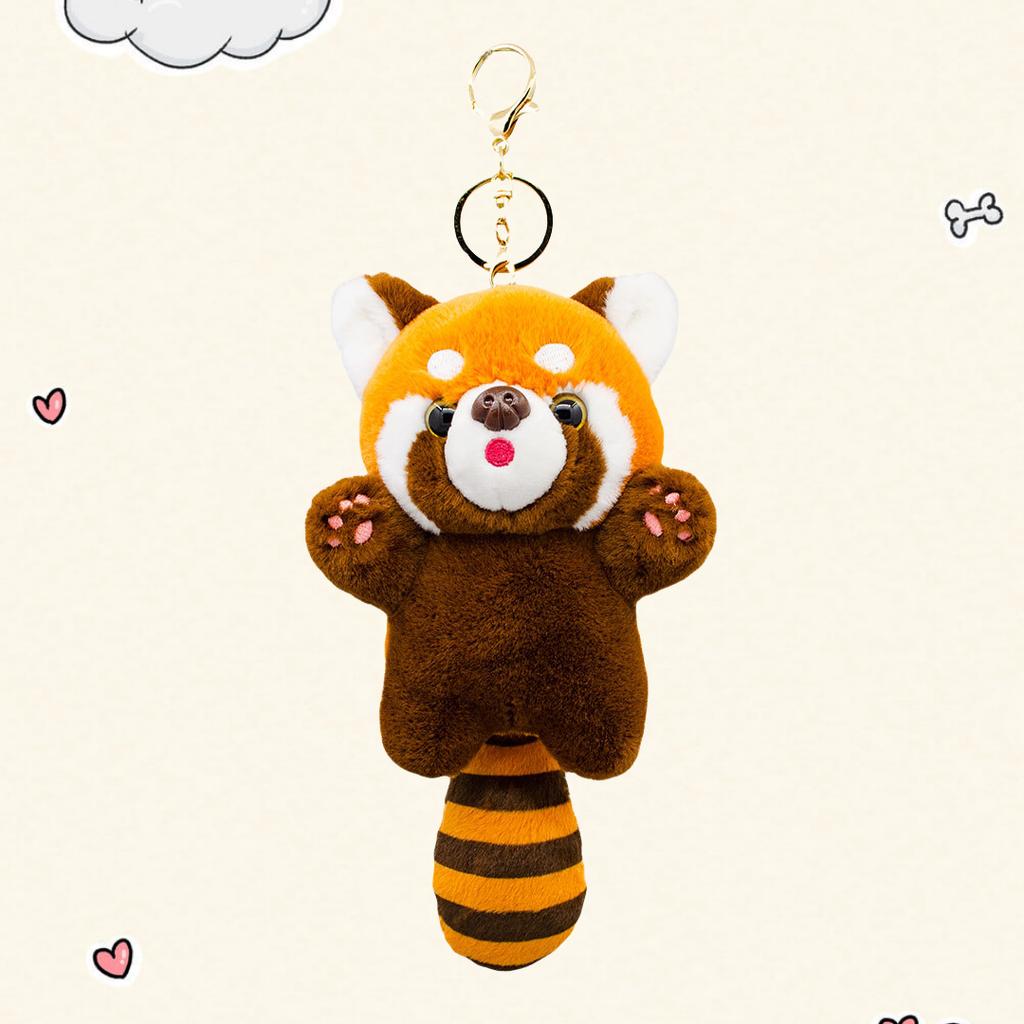 Cute Cartoon Red Panda Plush Toys Pendant Little Raccoon Doll Keychain Doll Playground Raccoon Stuffed Backpack Decor Gifts Kids