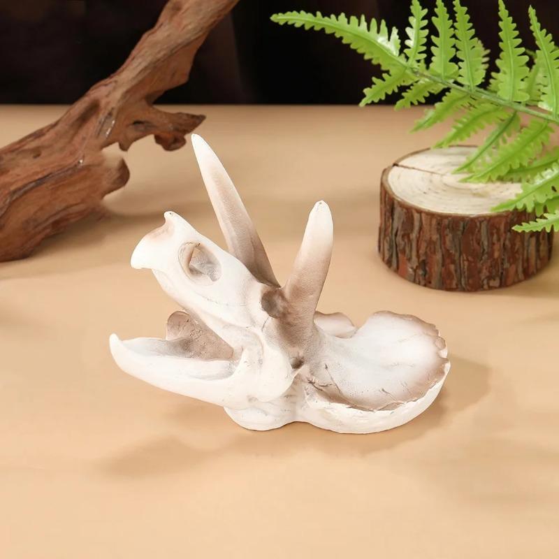Resin Dinosaur Skeleton Simulated Lifelike Dinosaur Head Skull Ornament Decorative Fish Tank Ornament Terrarium