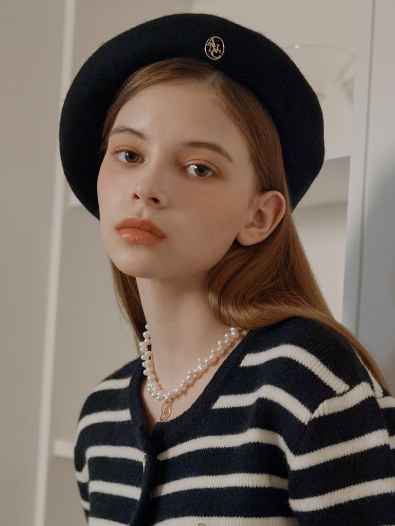 ANOETIC Anc Gold Logo Wool Beret_Black
