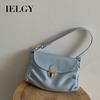 IELGY Small Pleated Single Shoulder Under Armpit Bag Retro Soft Leather Handbag