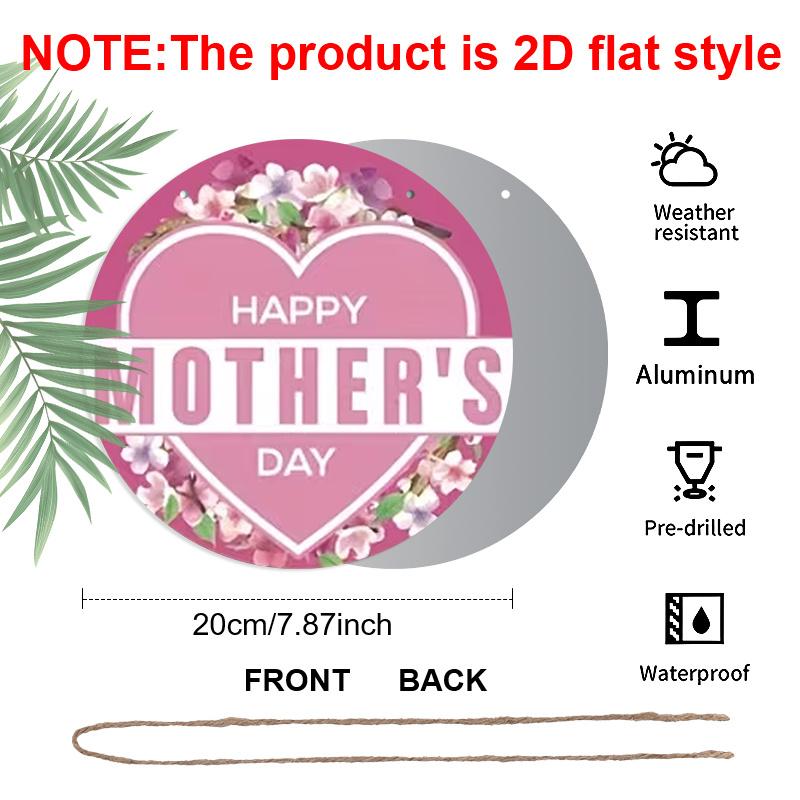 2D Flat Aluminum Mother's Day-Themed Wall Decor 7.87 Inches X 7.87 Inches A Gift for Mom Perfect for Hanging on Front Doors, Porches, Indoors, and