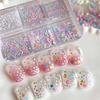 6grid 3D Colorful Macaron Star/Heart/Dots Nail Sequins Mini White Pearls Nail Charms Candy Color Heart Star Nail Paillette D&41