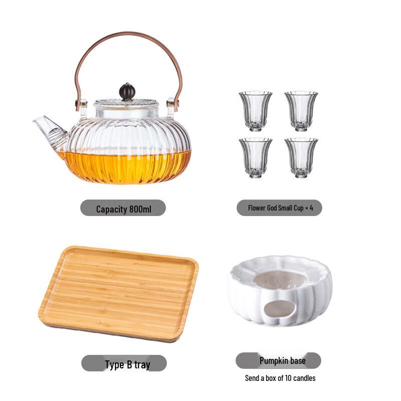 Pumpkin Handle Glass Teapot
