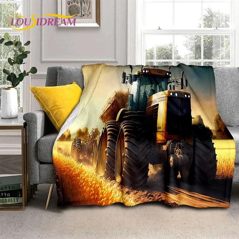 Retro Tractor Car 3D Truck Soft Flannel Blanket for Beds Bedroom Sofa Picnic ,Throw Blanket for Cover Outdoors Leisure Gift