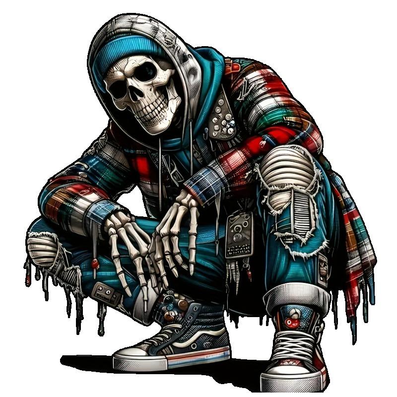 Black T Shirt with Skeleton Hip Hop Dance Design for Casual Wear