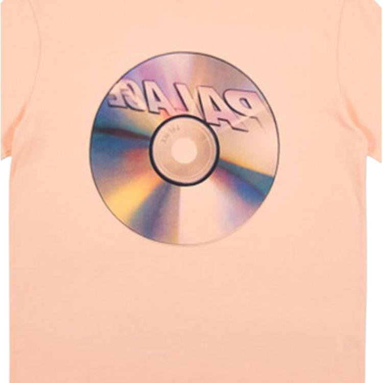 Palace Cd T-Shirt Peach Letter Disc Print Short Sleeve T-Shirt Unisex T-Shirts Pink PAL-SS18-021