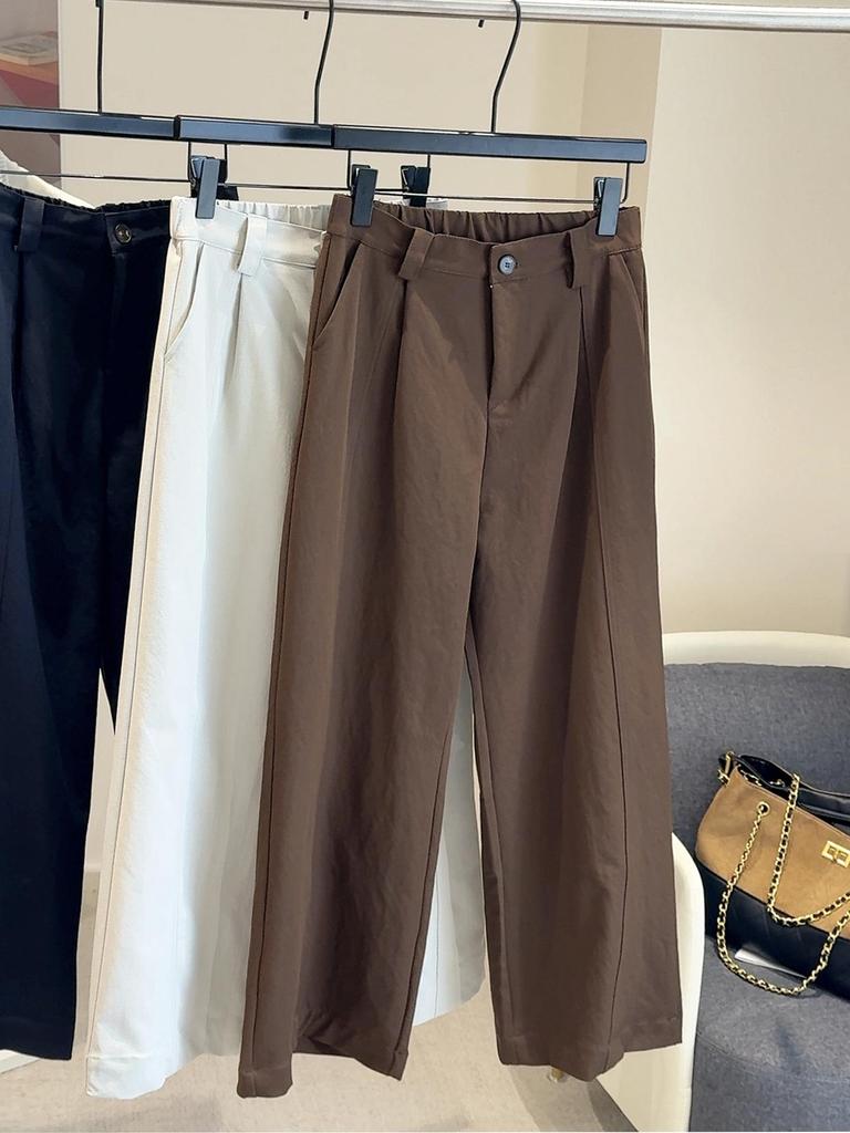 Women's High-Waisted Wide-Leg Casual Drape Pants: Slimming, Versatile, Straight-Leg, Loose Fit, Long Length, Autumn 2025 Collection.