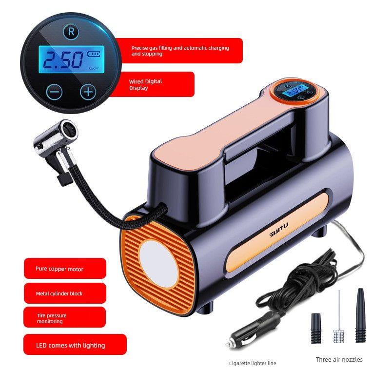 Vehicle Air Pump Wireless Mini Portable Aerated Bao Car Tire Pump Electric Tire High Power Inflatable Car Air Pump (Digital Display Wired)