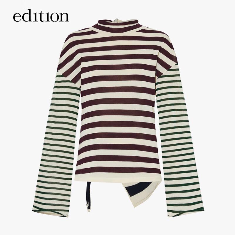 Edition Women's Striped Backless Tie-Knot Knit Top