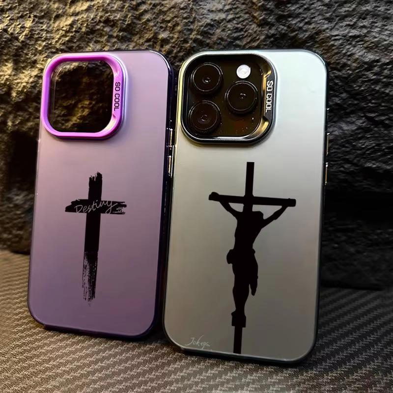 For iPhone 16 Pro Max 15 14 13 12 11 Stylish Three-Color Cross Phone Cover For iPhone XS Max X XR SE 3 2022 Matte Hard Back Case
