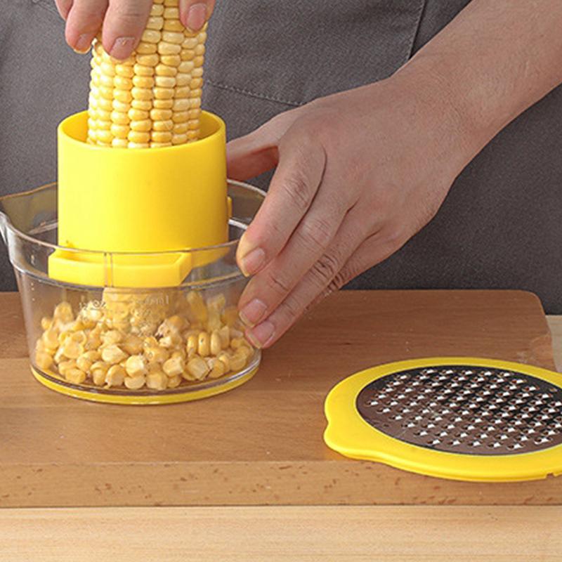 2-in-1 Corn Peeler Corn Stripper With Measuring Cup Cob Cutter Thresher Corn Stripper Fruit Vegetable Cooking Tools Kitchen