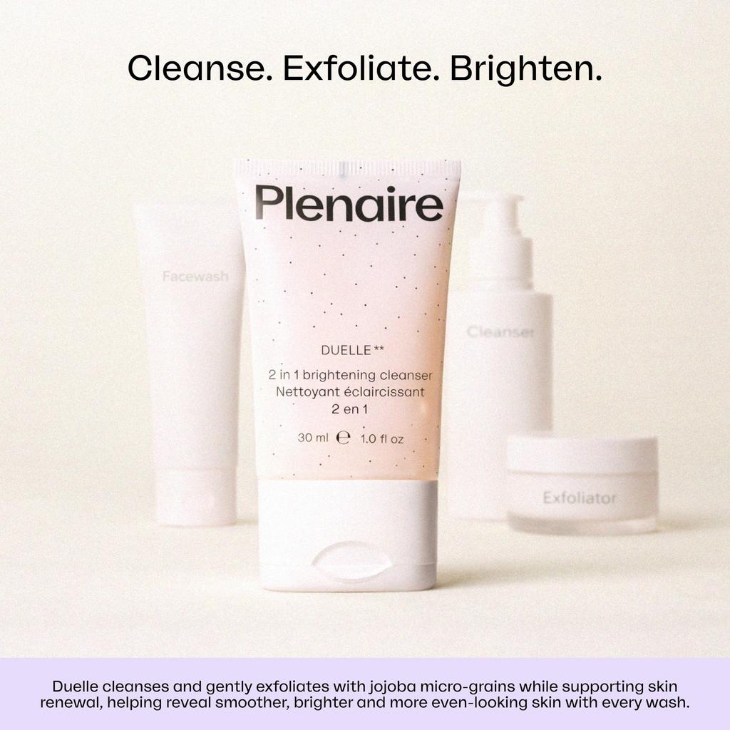 Plenaire Duelle 2-in-1 Brightening Cleanser | Gentle Daily Exfoliating Face Wash | Niacinamide + Jojoba Esters | Hydrating & Non-Stripping | All Sk