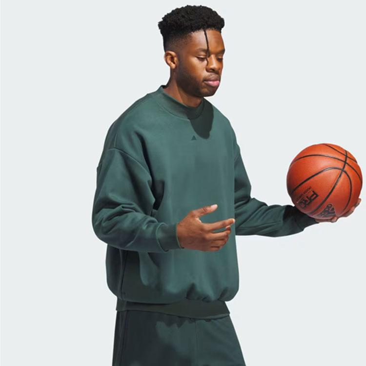 Adidas 2024 Collection Chapter 01 Reversible Alphabet Logo Knit Basketball Sweatshirt Unisex Tops Mineral-Green IM8421