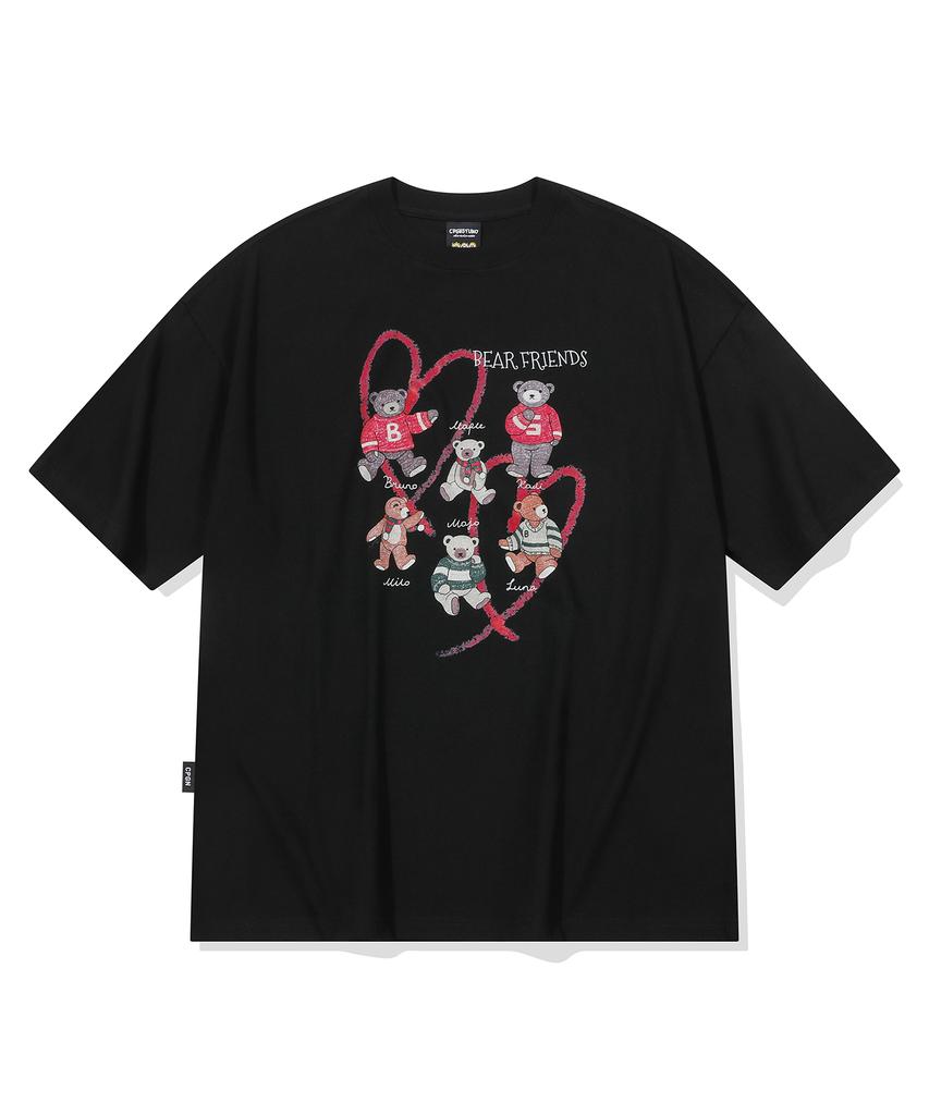 CPGN STUDIO Dtp Bear Friends Short Sleeve T-Shirt Black