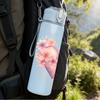 1PC Soft Pink Floral Heart 750ml Color Plastic Sports Water Bottle Leakproof Flip Straw Lid Suitable for Sports Office Home Use