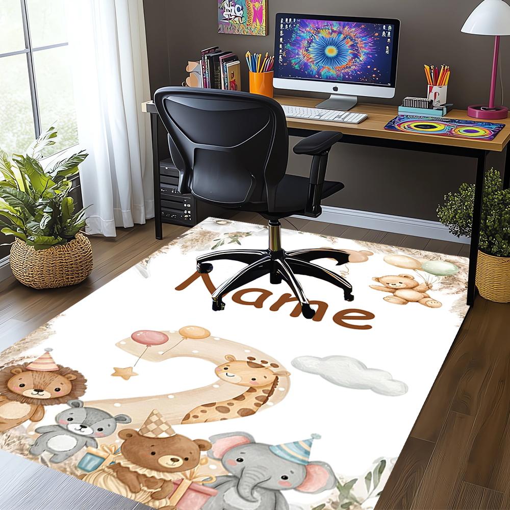 Custom Name Animals Printed Carpet,Rug for Office Chair Living Room Bedroom Kitchen Room Decor Gifts.