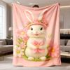 2026 New Arrival Flannel Blanket Bunny & Floral Design Soft Throw Blanket Cozy, Warm for All Seasons Perfect for Napping At Home, Dorms, Offices, and 