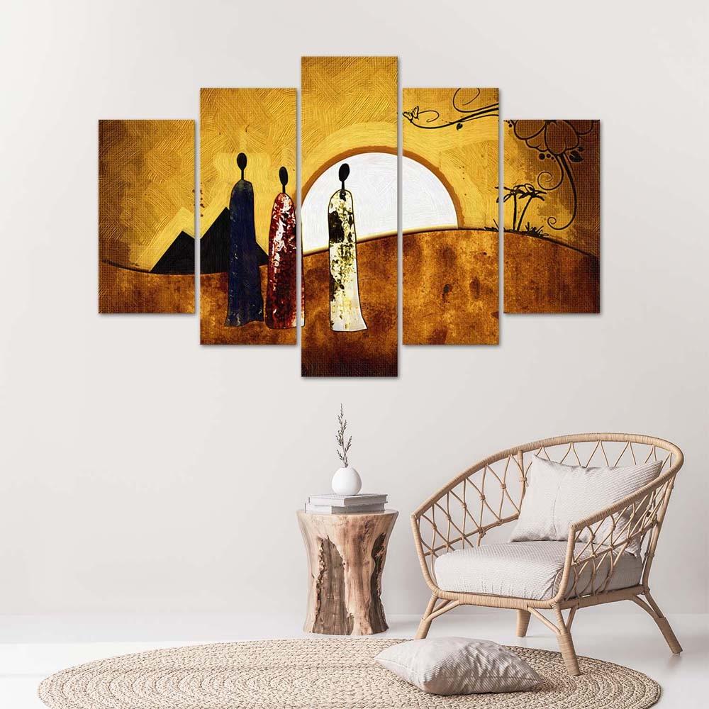 Five Piece Picture Canvas Print Africa People Tribe