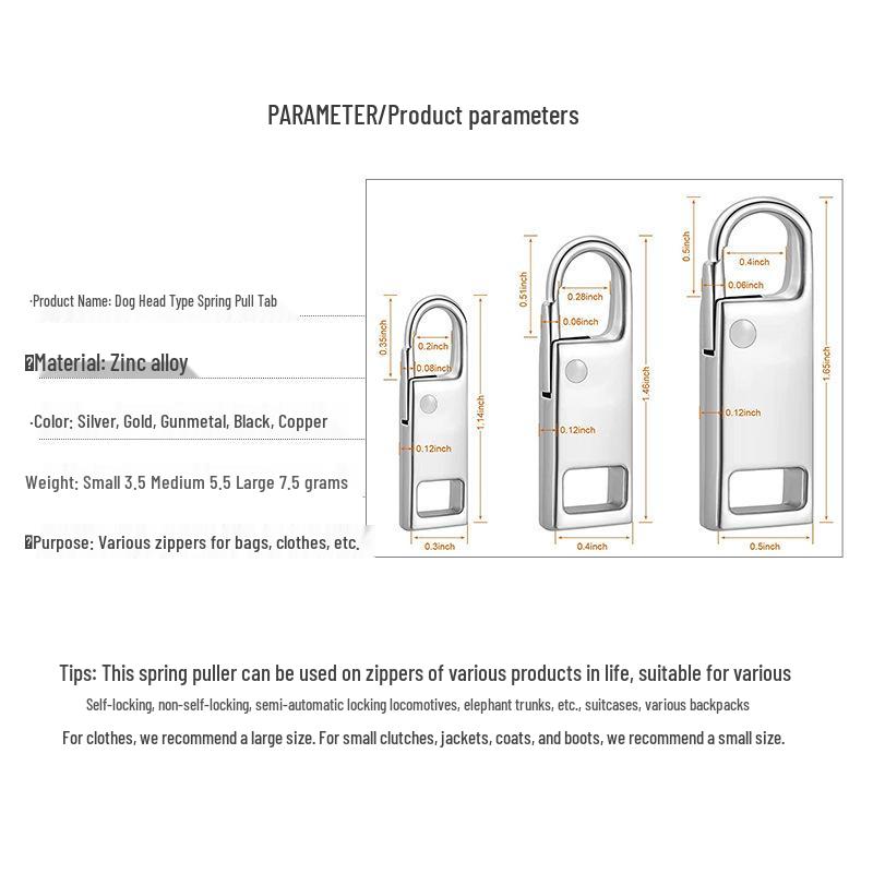 Alloy Replacement Zipper Pull Tab for Backpack and Jacket