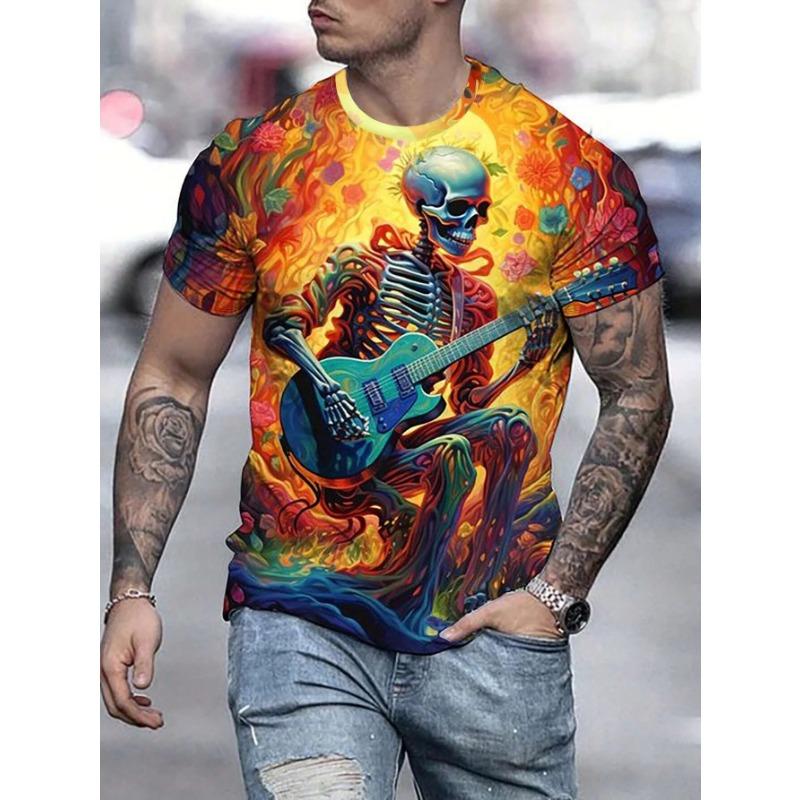 Summer Men's Skull Graphics 3D Printed Tshirt Short Sleeved T-Shirt Tees Tops  T-shirt