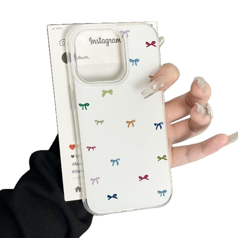 ins color bow iPhone17promax mobile phone case is suitable for Apple 16promax white background imd case 15.