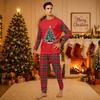 Christmas-print long-sleeve and long-pant matching family loungewear set
